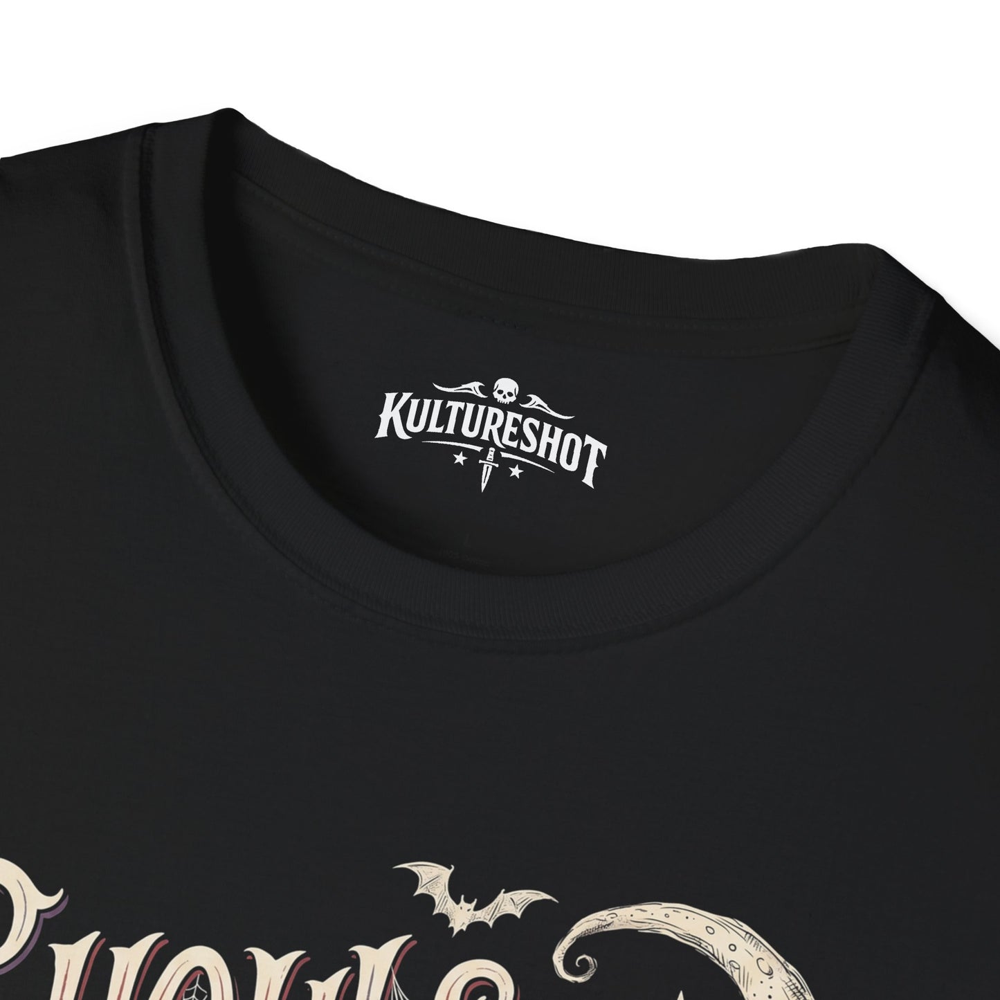 Black t-shirt with 'Kultureshot' logo on a white background