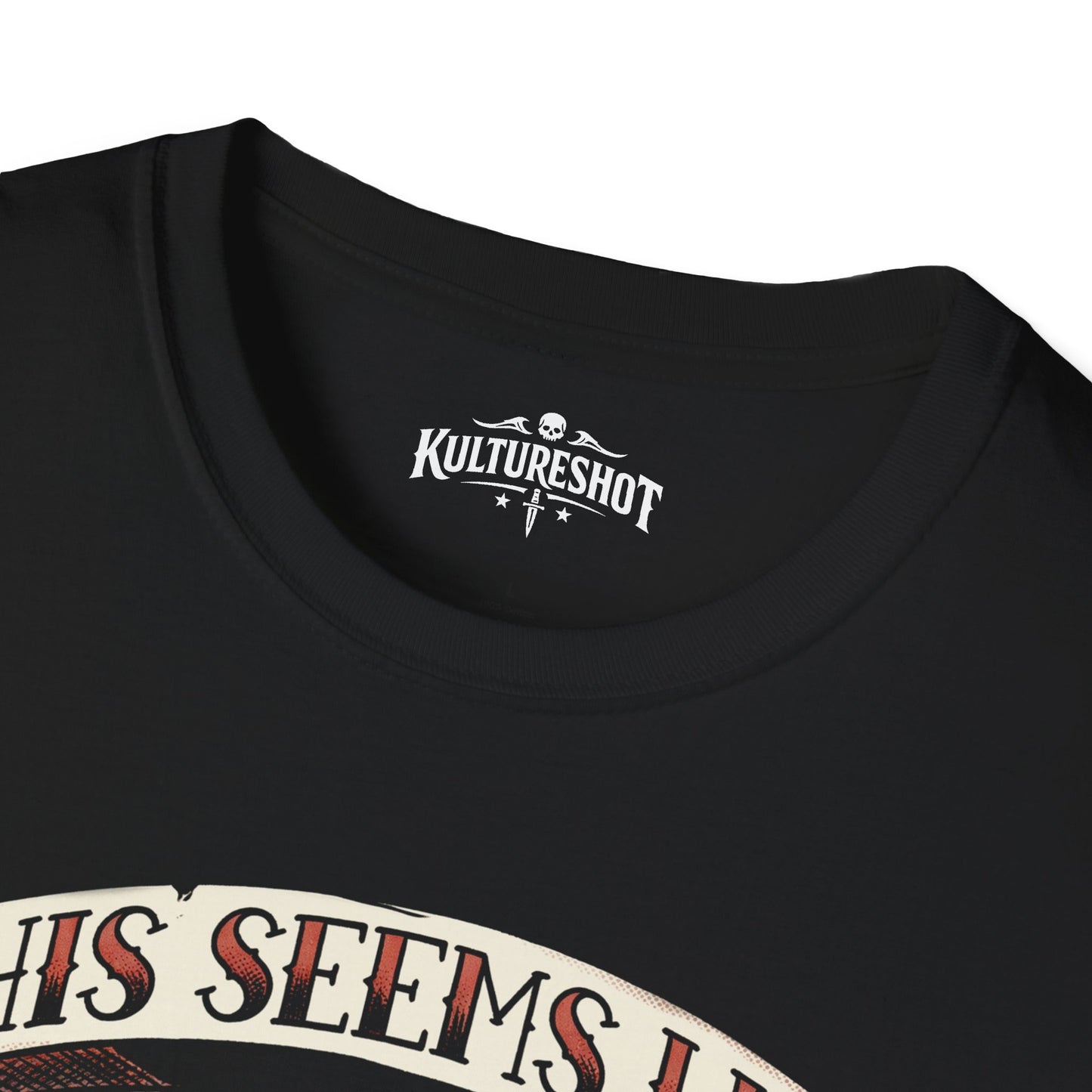 Black t-shirt with 'KultureShot' logo and partially visible text
