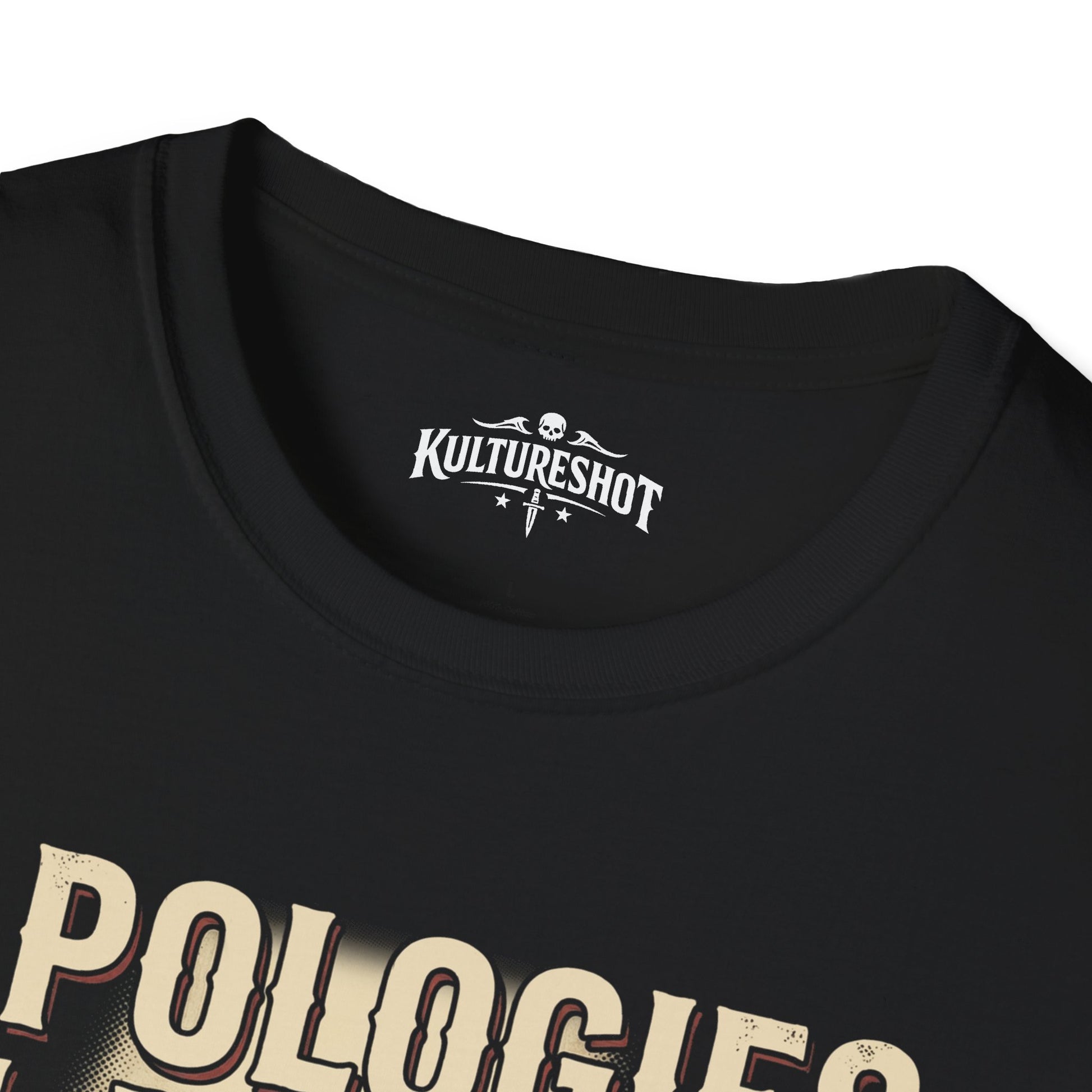Black t-shirt with 'KultureShot' logo on a white background