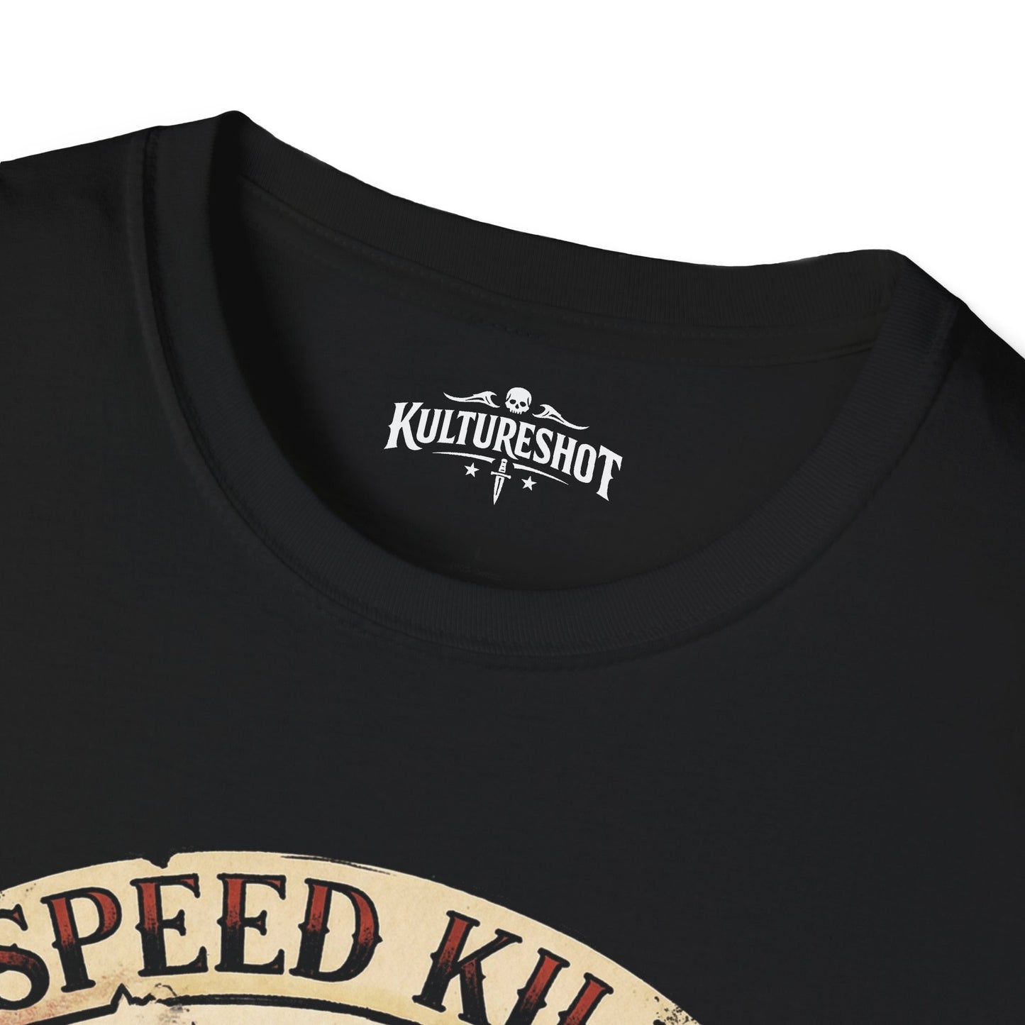 Black t-shirt with 'Speed Kills' graphic and KultureShot logo
