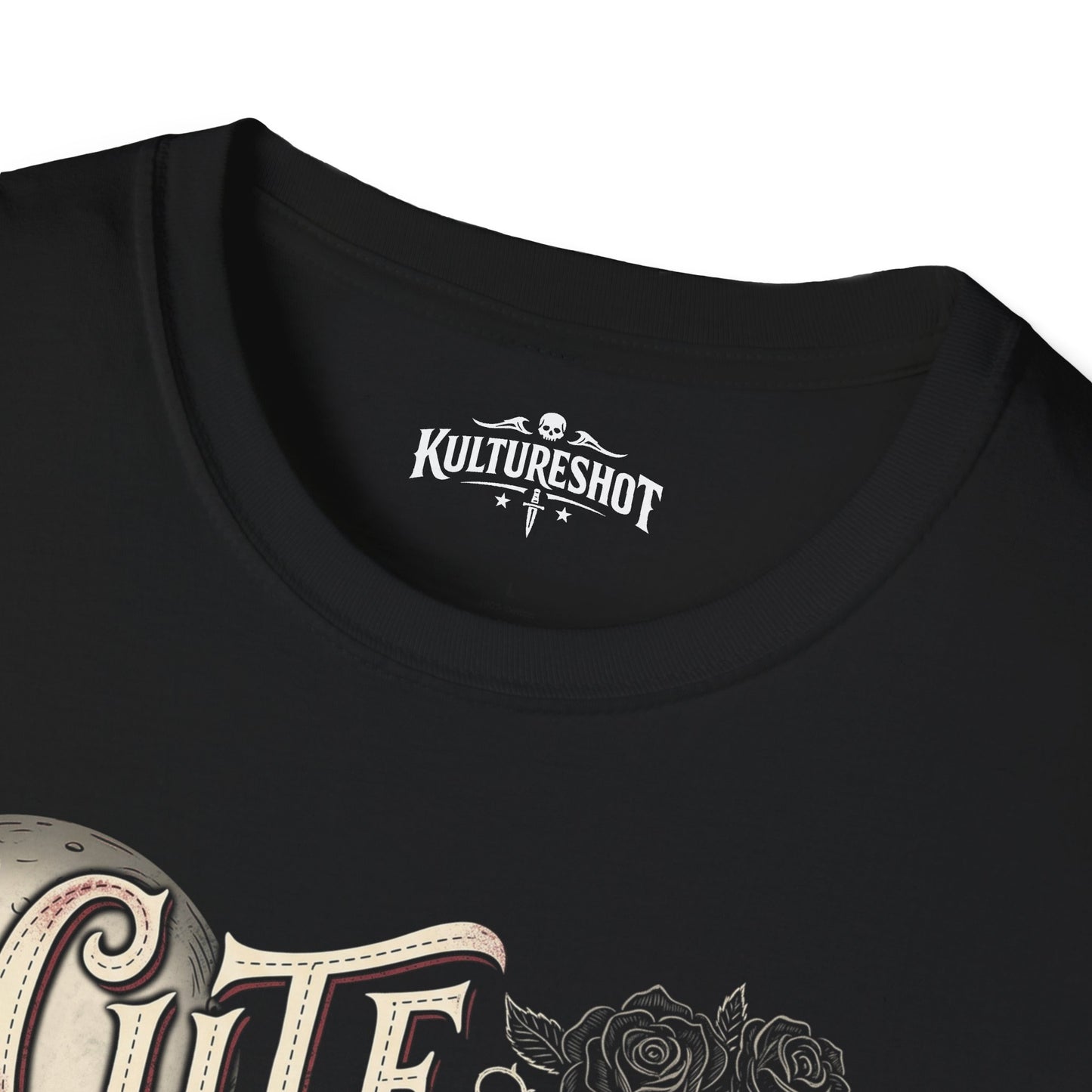 Black t-shirt with 'KultureShot' logo on a white background