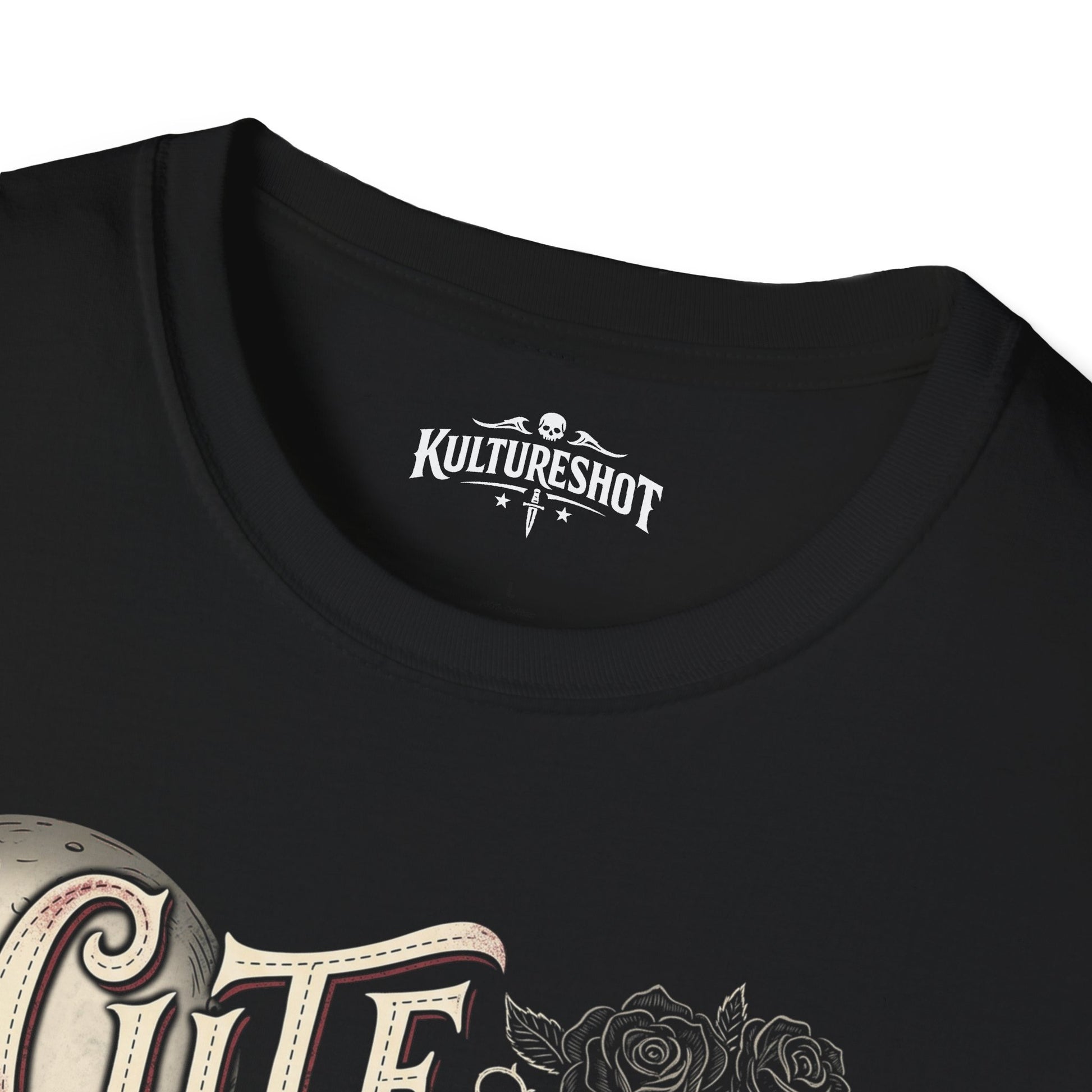 Black t-shirt with 'KultureShot' logo on a white background